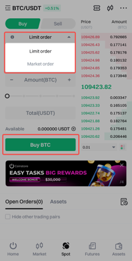 Coinstore Spot Trading Guide App Help Center