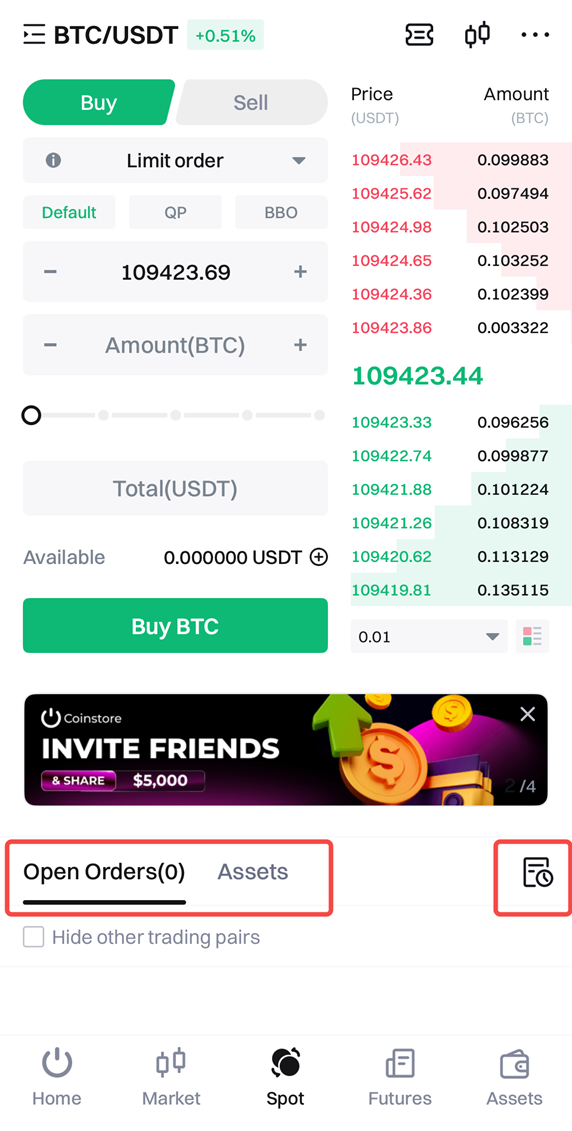 Coinstore Spot Trading Guide (App) – Help Center